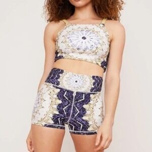 Wolven Yoga Set Large L Top Bra Patterned Shorts